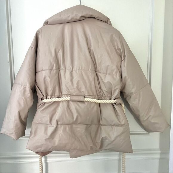 A.L.C. Liam Faux Leather Puffer Jacket Size Small in Fog Cream NEW with tags - Picture 15 of 16